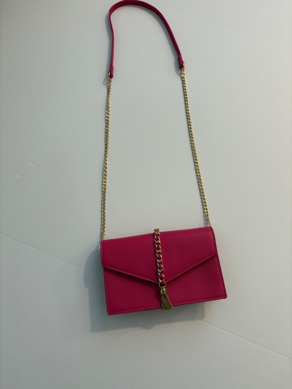 Madison West Pink Envelope Crossbody with Gold Chain